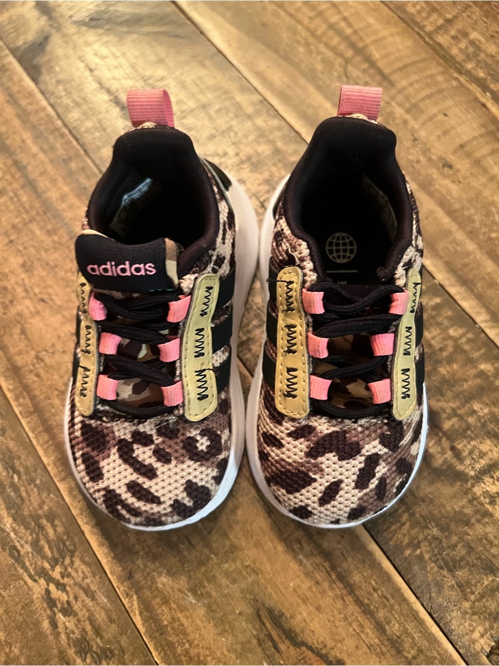 Adidas Toddler Leopard Print Sneakers with Pink Accents
